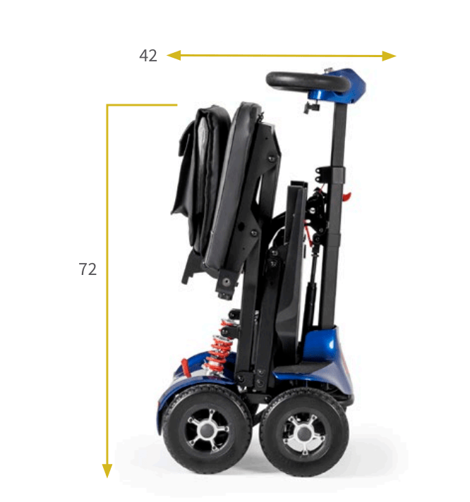 Scooter I-Transformer Lite plegada, lista para transportar.