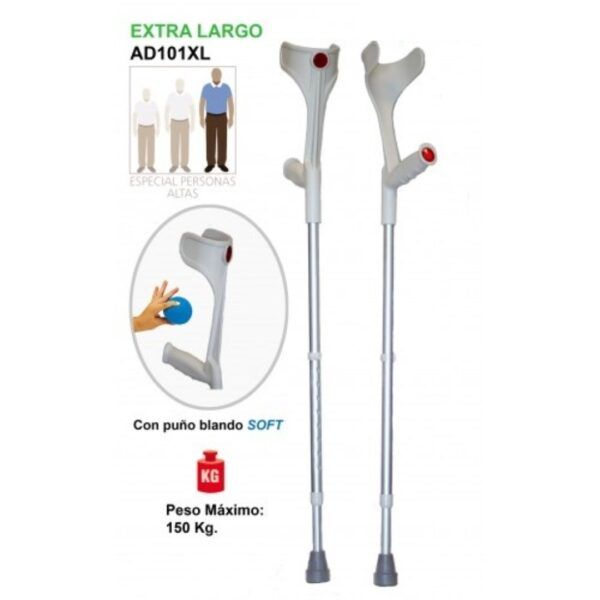 Muleta de aluminio extra largo
