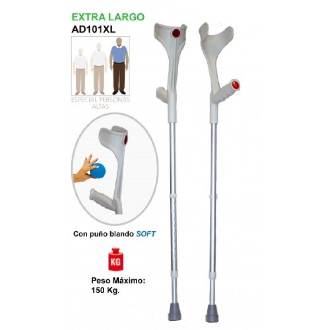 Muleta de aluminio extra largo