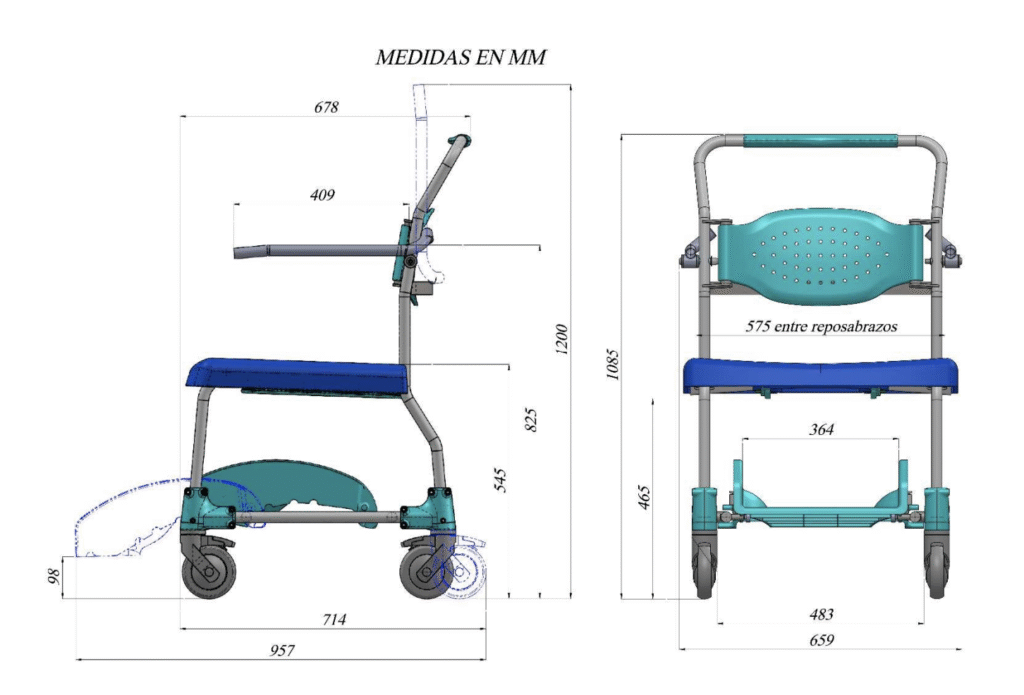 Silla de ducha y aseo ancha XXL