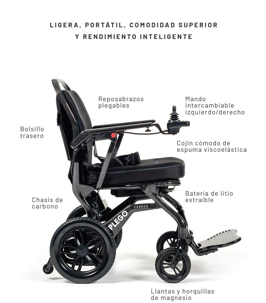 ortopedia-online-silla de rueda electrica plegable plego ligera litio folding light electric wheelchair tiendaortopedica 3 Plego Carbon Silla Plegable de Vermeiren