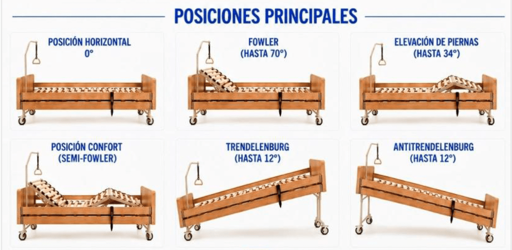 ortopedia-online-restia posiciones principales Cama articulada RESTIA